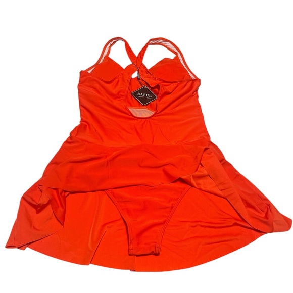 Zaful One Piece Swim Suit Vibrant Red / Orange, NWT - Picture 4 of 9